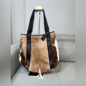 Diane Gail South African Springbok Antelope Fur Leather Handbag Purse Bag Brown